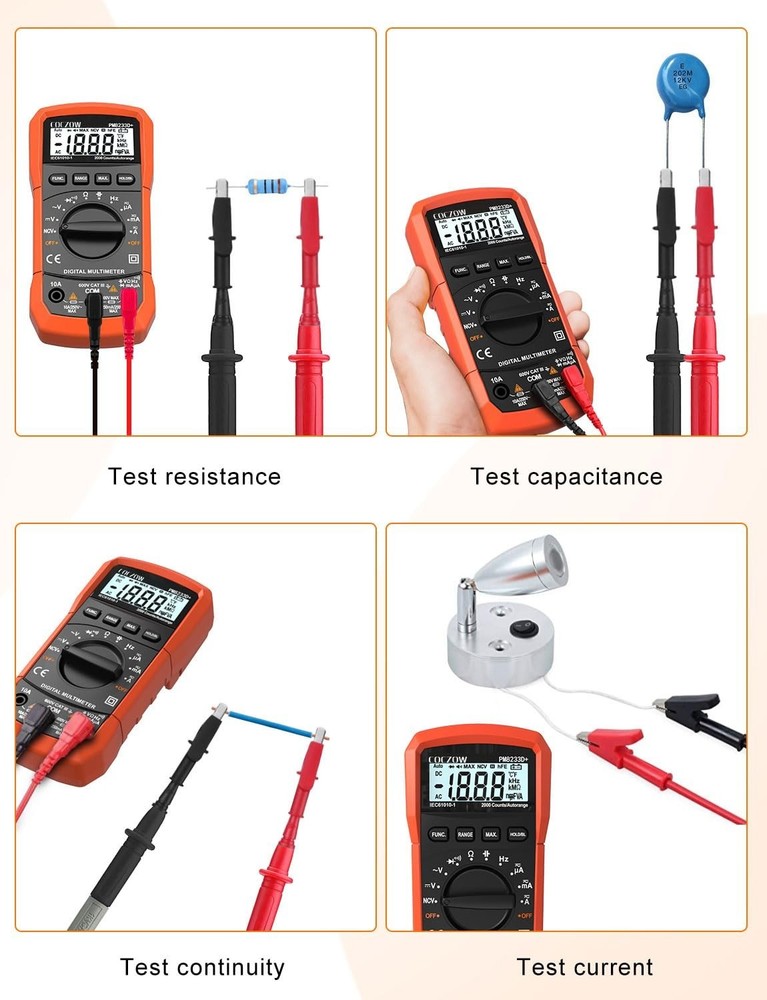 High Sensitivity Digital Multimeter - AC/DC Voltage, Current, Resistance Testing