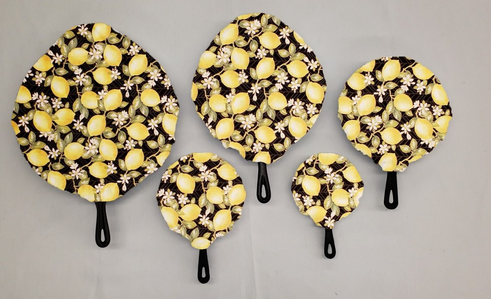 Lemon Blossoms Cast Iron Pan Covers (Set of 5)