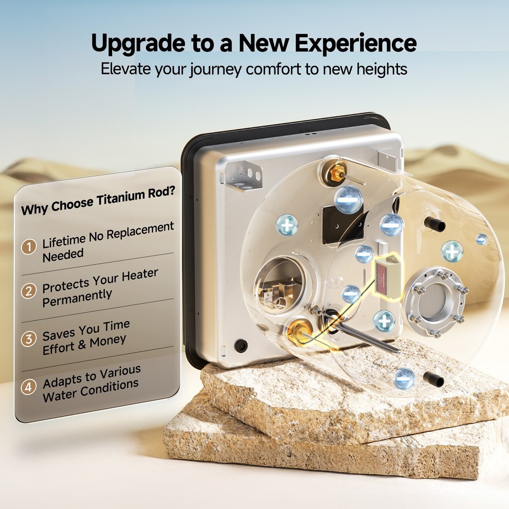 10 Gallon RV Water Heater Gas&Electric Bulit-in Powered Anode Rod 12000BTU 1440W
