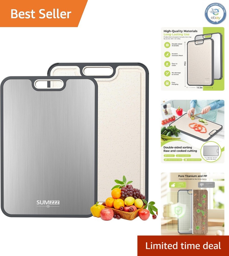 Luxurious Titanium Cutting Board - Double-Sided, Antimicrobial & Easy to Clean
