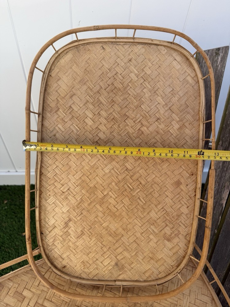 2 BAMBOO WICKER RATTAN RECTANGULAR SERVING LAP TRAYS