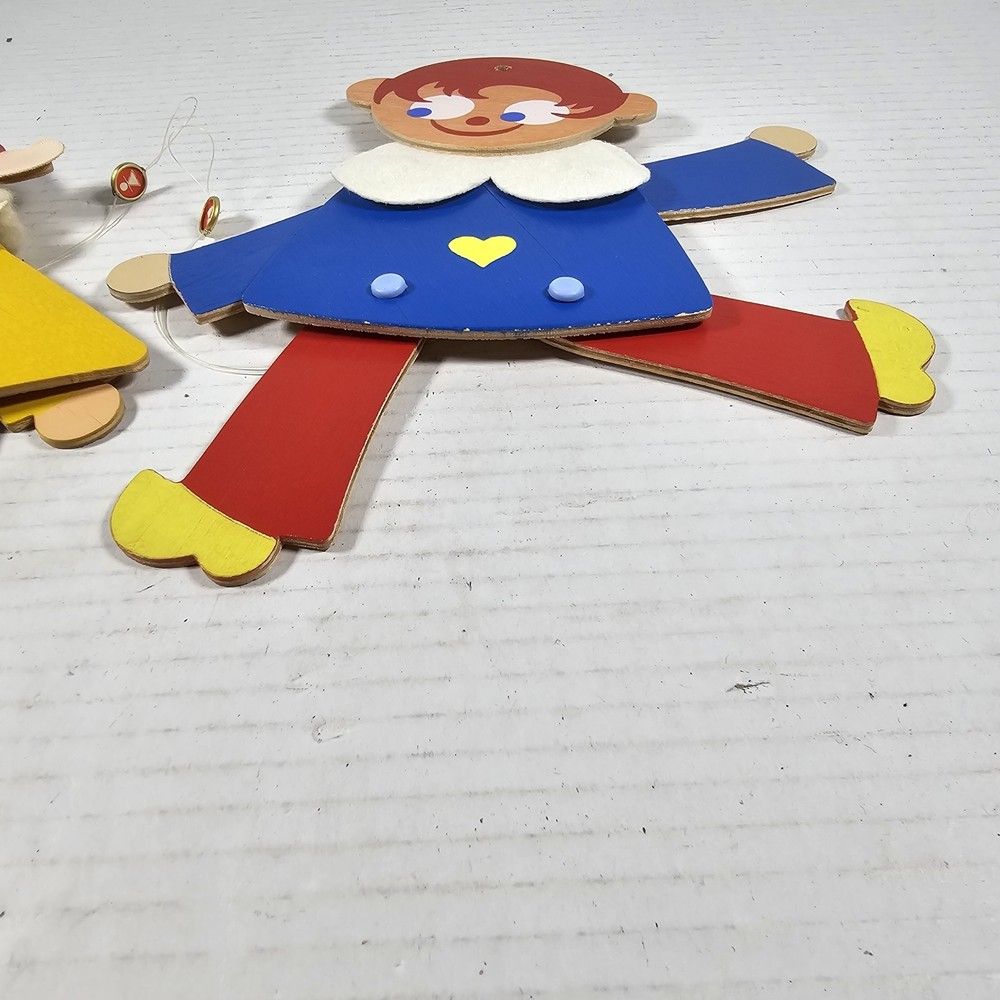 Vintage Wood Pull String Toy Clown - Made In Germany