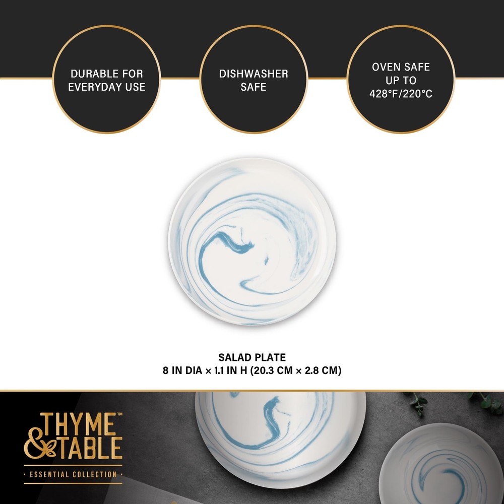Thyme & Table Gray Marble Ceramic Salad Plate