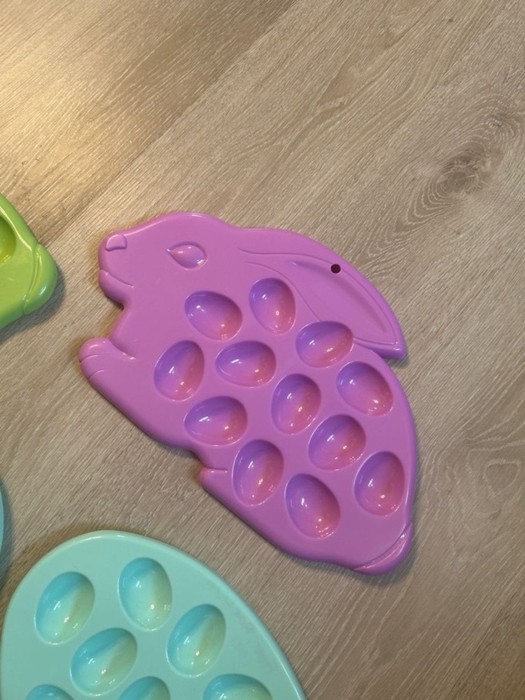 Bunny & Egg Plastic Easter Egg Coloring Egg Holder Set of 4