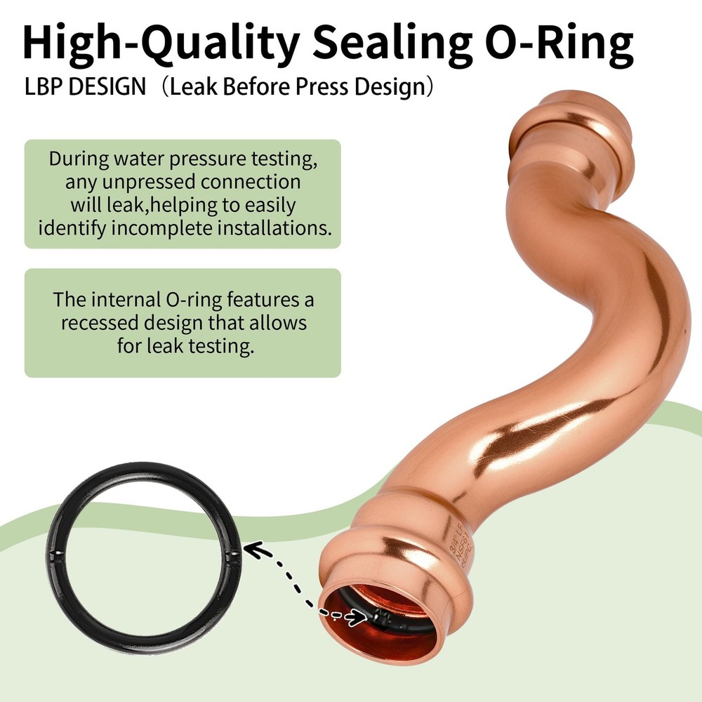 (2pack)1/2" Propress Copper 1/2" Press Cross-Over-2Pack,