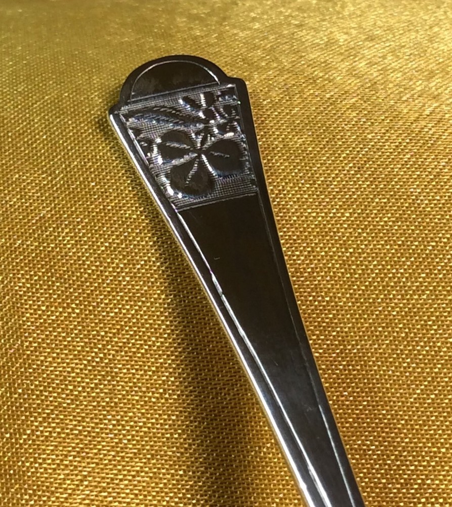 Vintage Antique Fine Sterling Silver 3 Leaf Clover Spoon