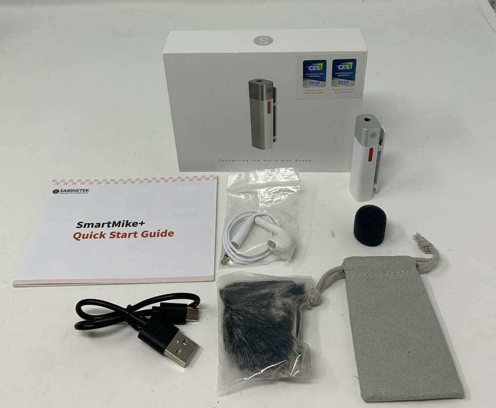 SabineTek SmartMike+ Wireless Lavalier Microphone For IPhone & Android White