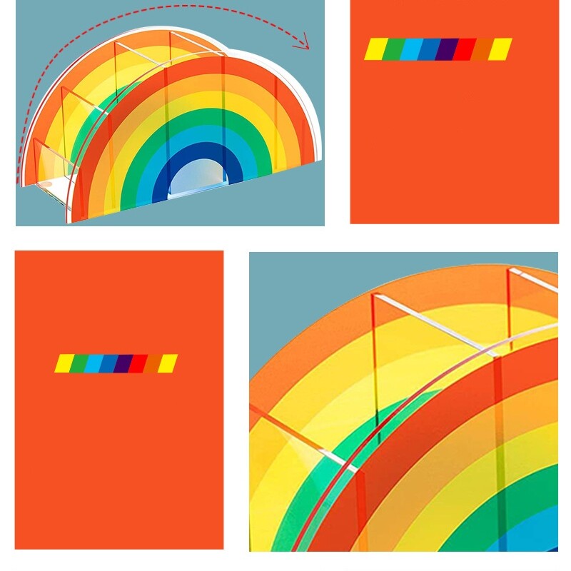 Rainbow Desktop Storage Box Table Organizer Pen Holder Stationery Office