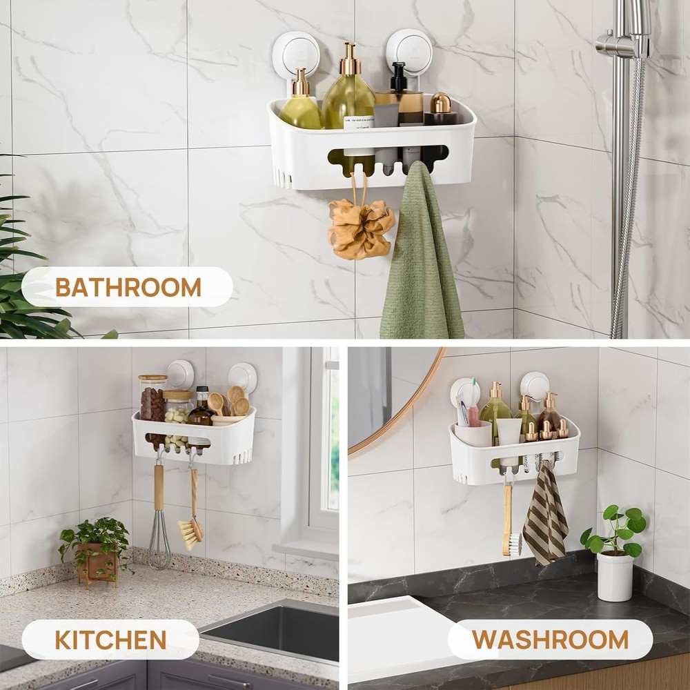 Removable Shower Organizer - Secure Suction Cup Holder for Bath Essentials