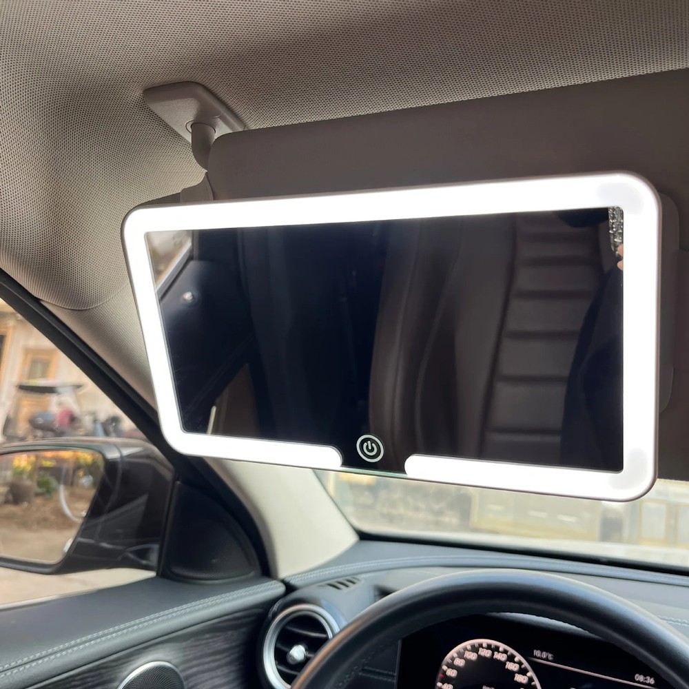 Car Sun Visor LED Makeup Mirror Rechargeable HD Vanity Mirror with Fill Light