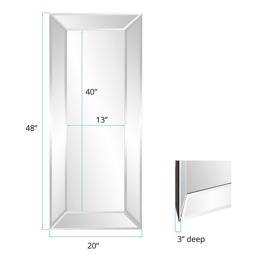 Howard Elliott Vogue Inward Rectangular Hanging Wall Mirror, Large Silver