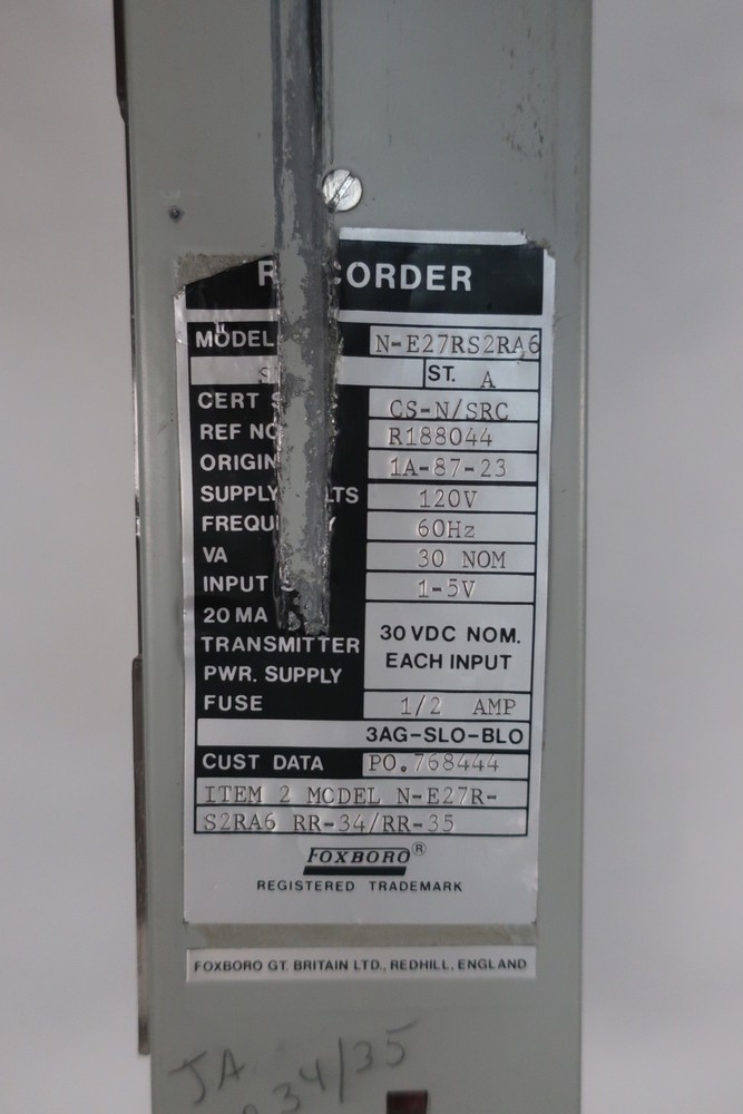 Foxboro N-E27RS2RA6 Chart Recorder 120v-ac 30va