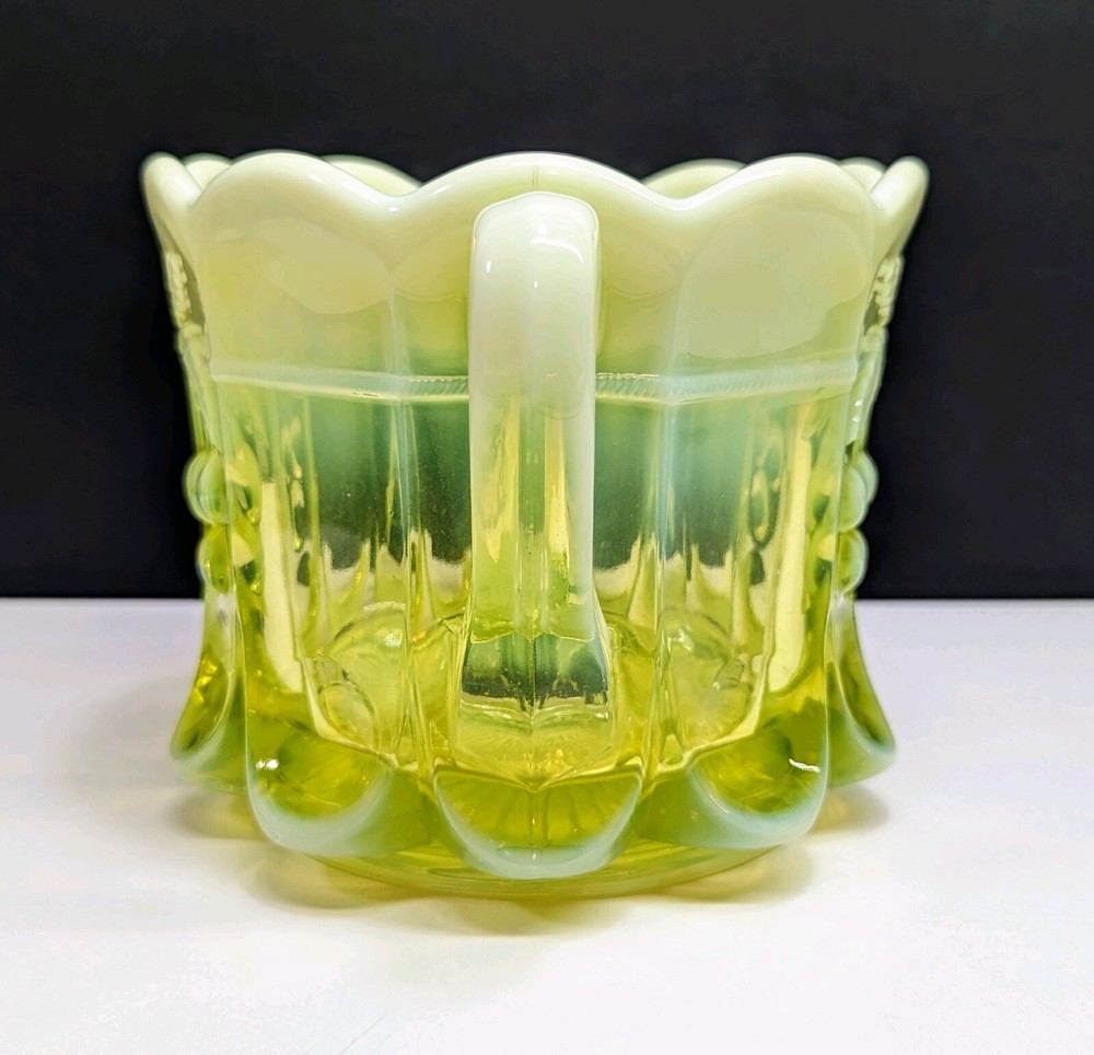 Mosser Cherry & Cable Vaseline Opal Heavy Cookie Cracker Jar Opalescent GLOWS