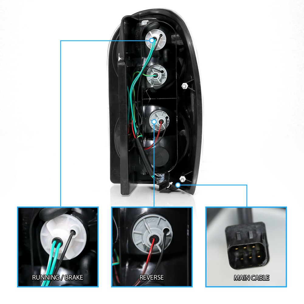 2002-2005 Replacement Black Tail Light Pair (Set) for Jeep Liberty Left + Right