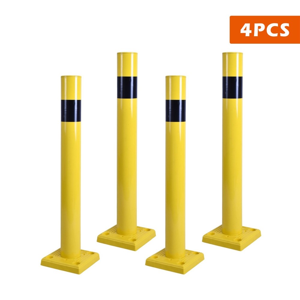 4Pack 4" SpringBack Safety Bollard Traffic Posts with Base Sidewalk Protection