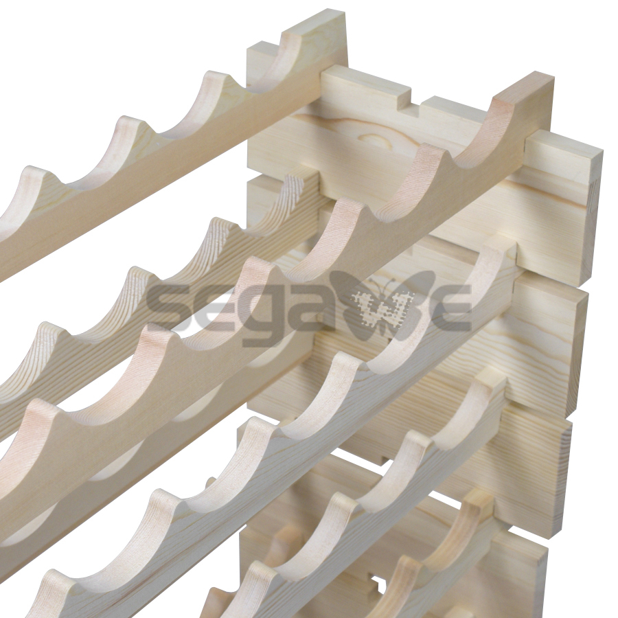 Holder Stackable Storage 72 Bottles Wine Rack 6 Tier Solid Wood Display Shelves