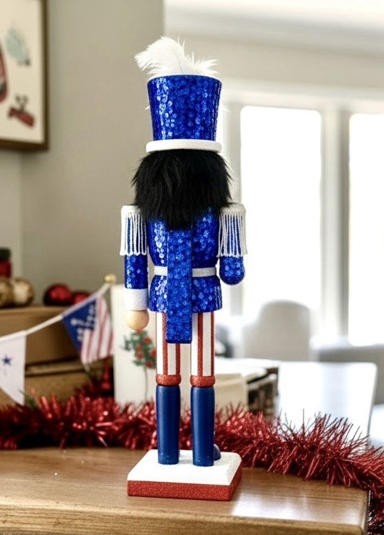 Nutcracker Ballet Americana SEQUIN Nutcracker July 4th Wood 12” NIB