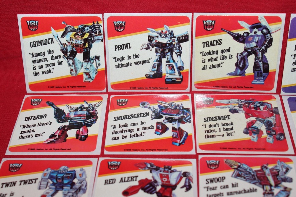 1985 Hasbro Transformers 192 Card set & 23 Stickers Complete HIGH Grade