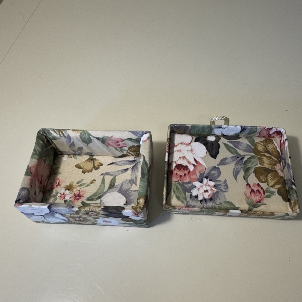 vintage floral cushioned decorated trinket box