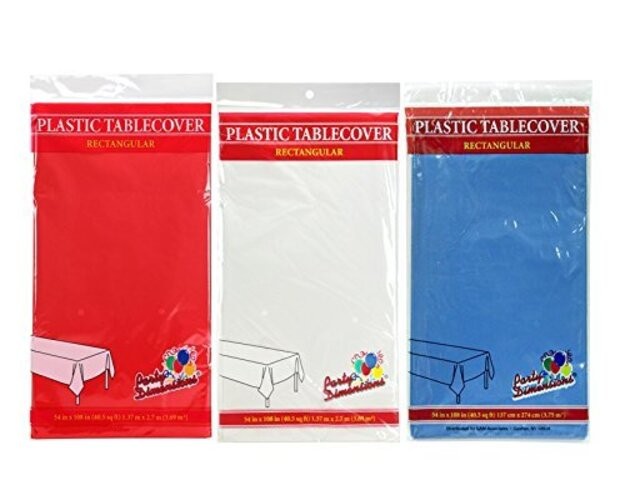 54" x 108" Rectangular Tablecovers/Tablecloths - Bundle of 6 - Red, White &