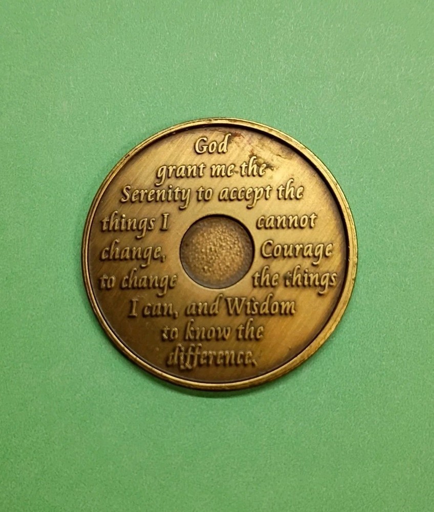 Alcohol Anonymous 5-year Recovery Bronze Token 34mm.