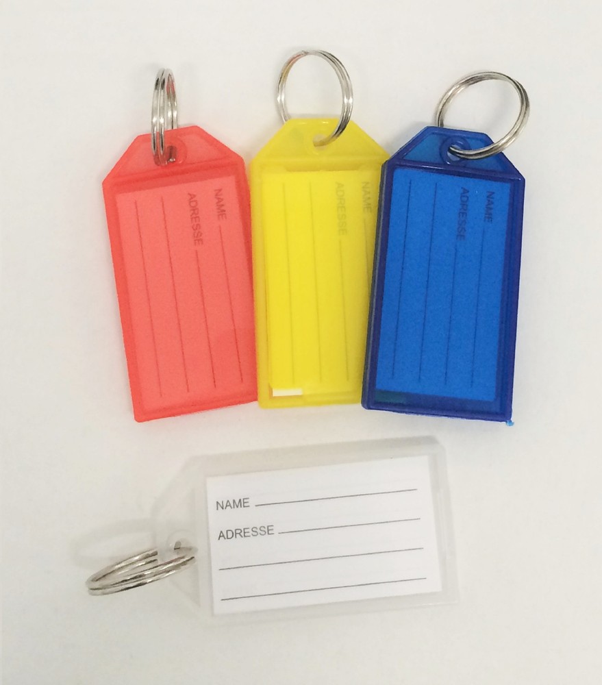 12 Key ID Label Tags Key Ring Holder Tags Key Chain With Write-on Label Window