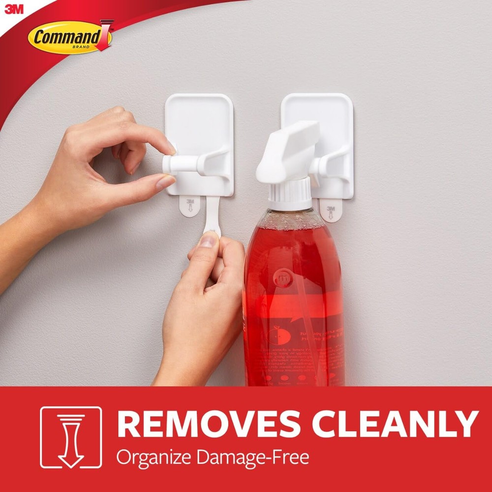 Command Spray Bottle Holder Set 2 White Hangers Damage Free Storage Solution