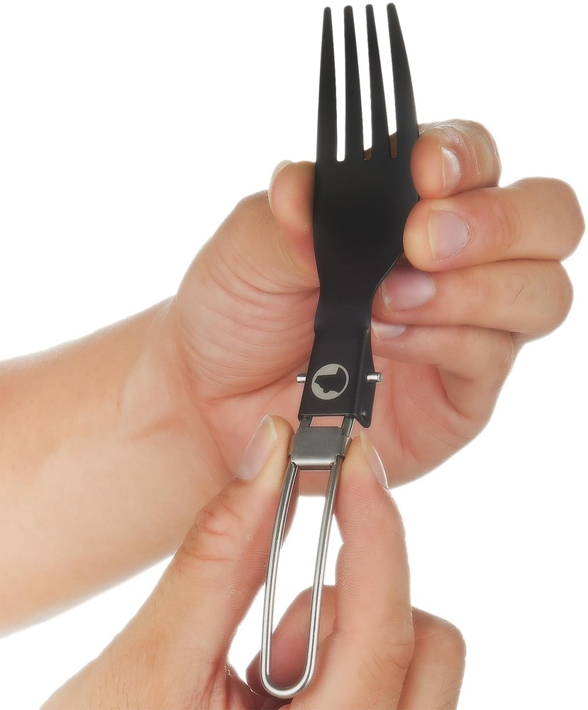 Explorer Bear Black Titanium Foldable Camping Utensil Set, 3 Pieces