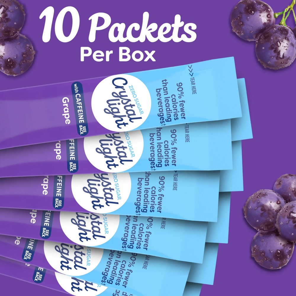 Drink Mix with Caffeine 10 Packets Grape Zero Sugar 3 Pack