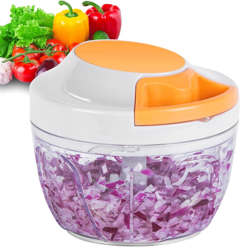 Manual Food Processor Vegetable Chopper, Portable Hand Pull String Garlic Mincer