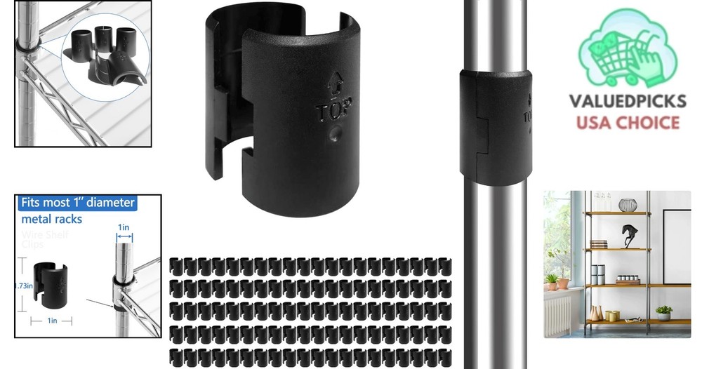 Sturdy 1-Inch Wire Shelf Clips - 100 Pack Easy Install Plastic & Metal Solution