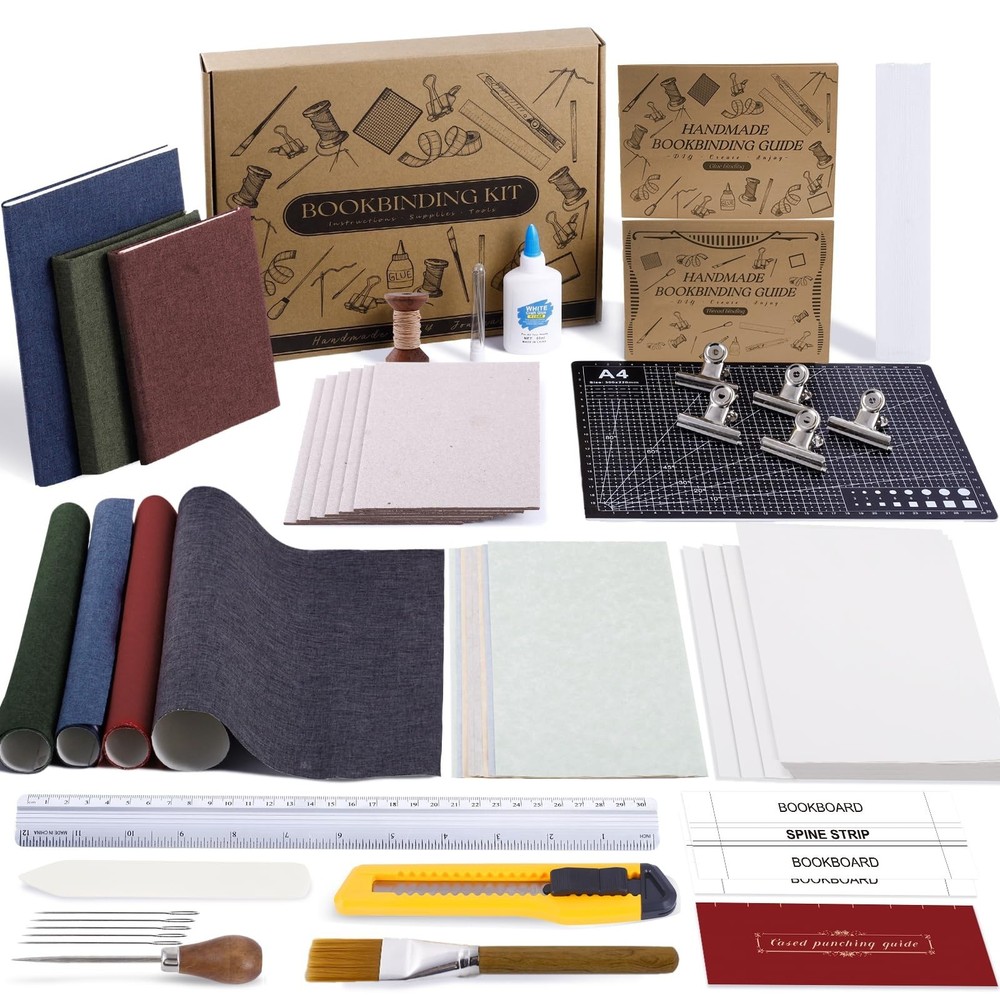 145Pcs Complete Book Binding Kit for DIY Crafts, A5 Paper, Tools & Tutorials