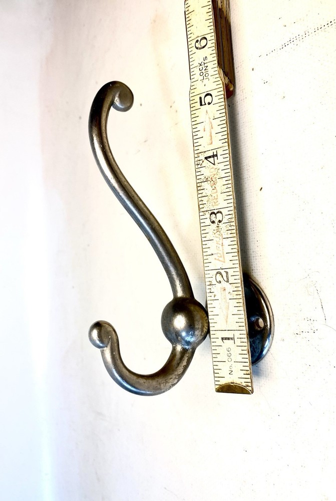 ANTIQUE LARGE NICKEL OVER BRASS ROBE HOOK