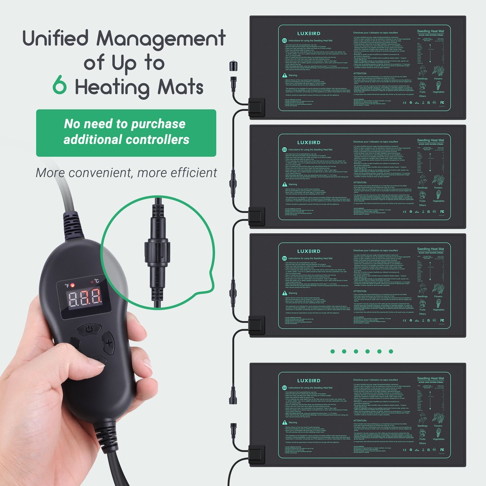 2/4 Pcs Seedling Heat Mats Digital Thermostat Controller Daisy Chain Hydroponic