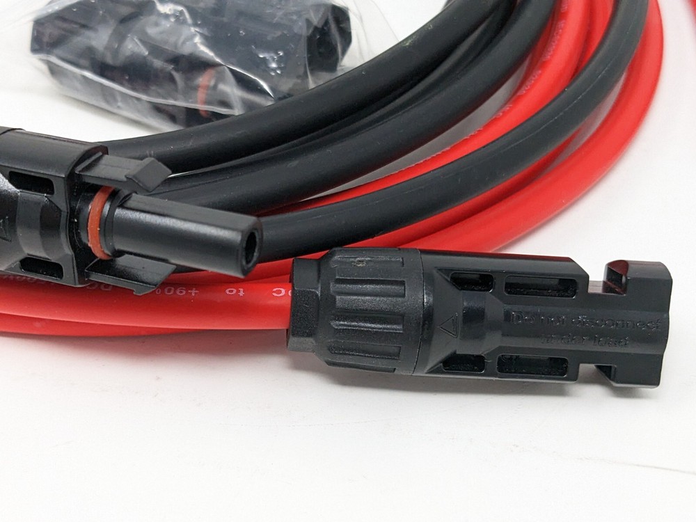 Solar Extension Cable with Extra Free Connector(10FT Red+10FT Black)