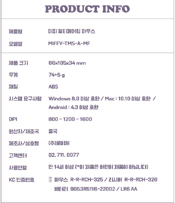 MIFFY MOUSE Silent Wireless Bluetooth Comfortable Grip + TRACK