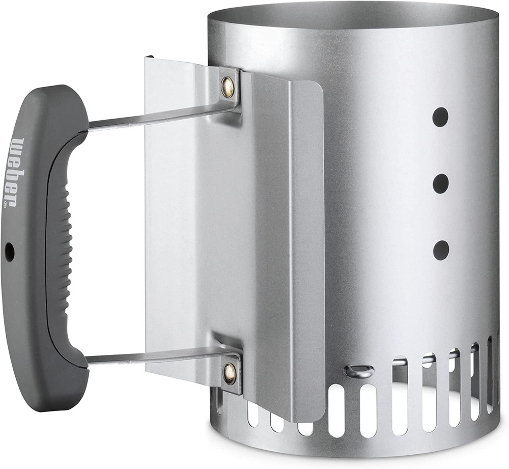 Compact Rapidfire Chimney Starter Charcoal Grill Start Lighter Can Bin W/ Handle