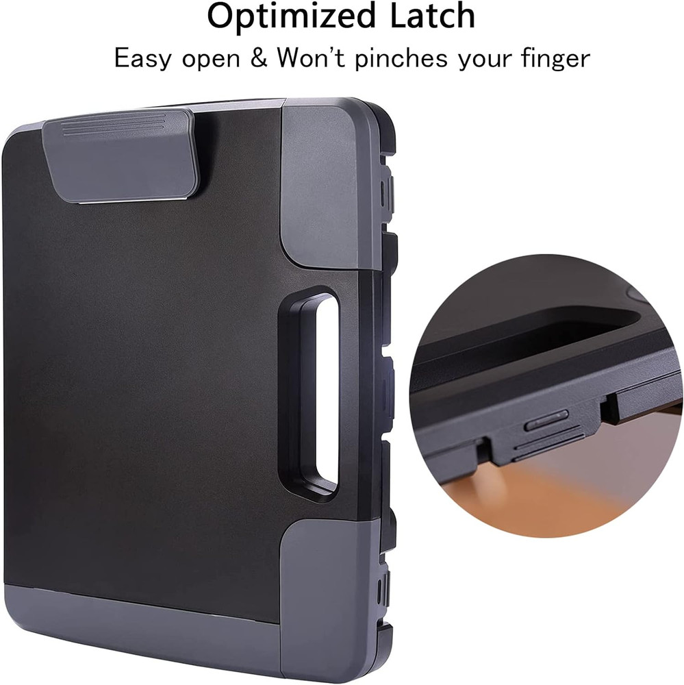 Portable Clipboard Folder with Storage, Plastic Storage Case with Side-Opening,