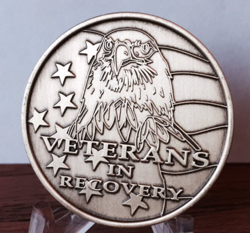 Veterans In Recovery Eagle American Flag Bronze Medallion Chip AA NA