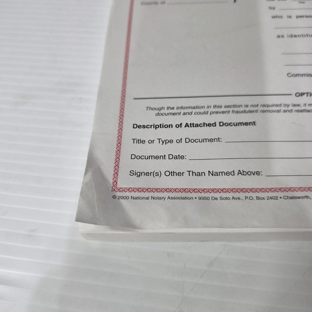 Florida Individual Acknowledgment About 100 Sheets Short Form Pad