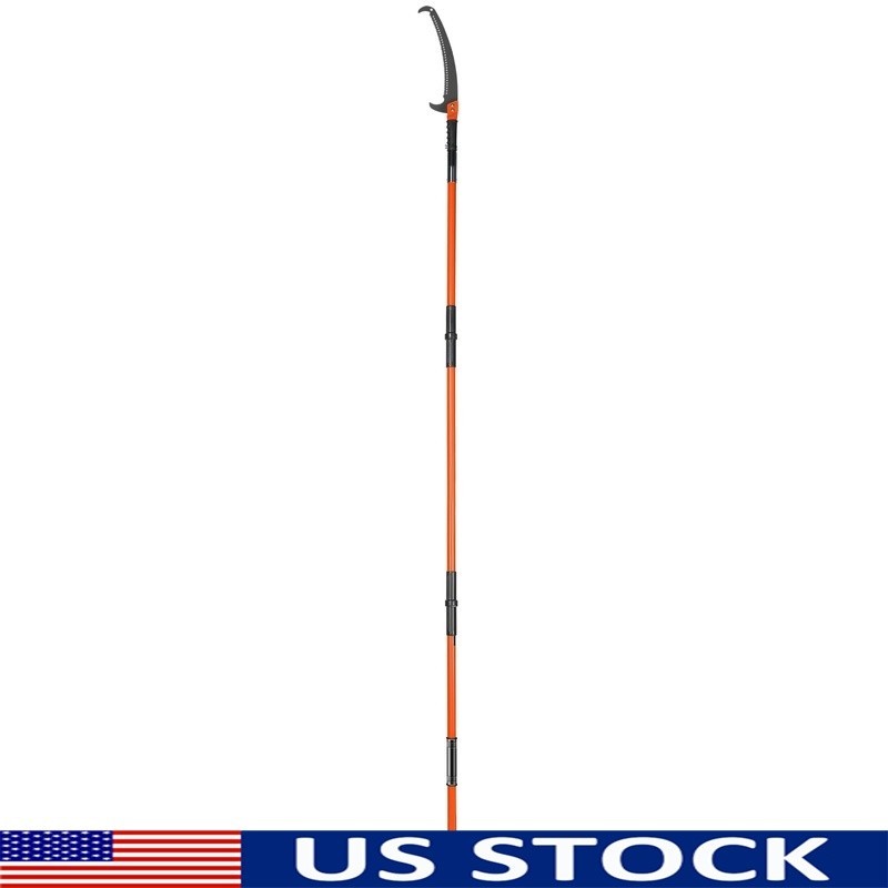 Manual Pole Saw 27 ft Telescoping Tree Pruner Double Bolt Stability Sharp Blade