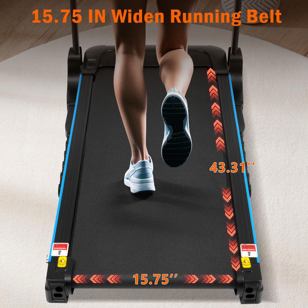 Foldable Incline Treadmill 3.0 HP 10MPH Quiet for Home Double Deck Technology