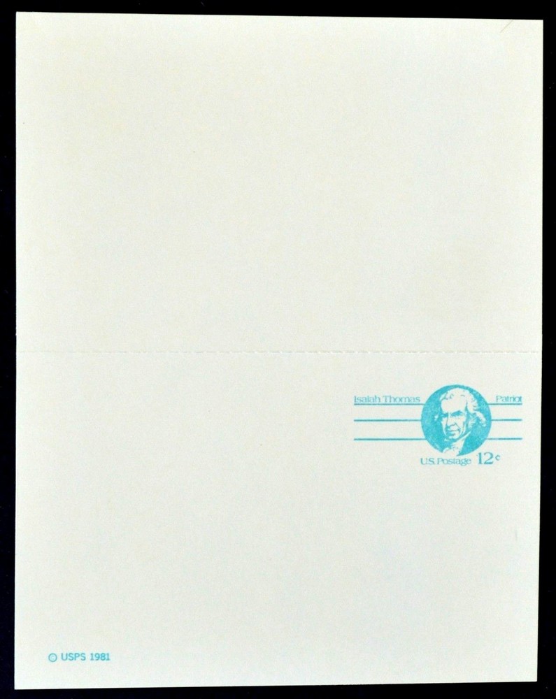 1981 US Sc. #UY32 mint 12 cent postal reply card, unfolded, very good shape