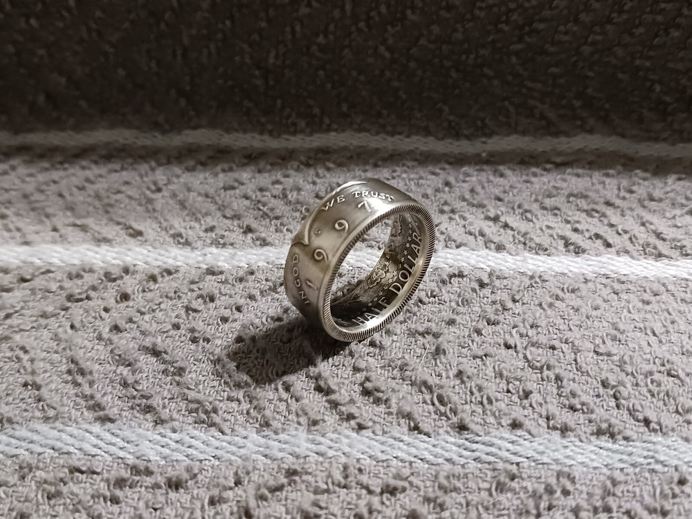 1997 90% Silver Half Dollars coin ring handmade size 10 1/2