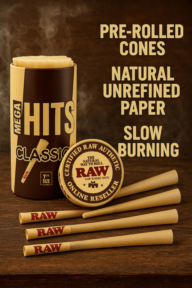RAW Classic 1 1/4 Size Pre Rolled Cones | 100 Pack