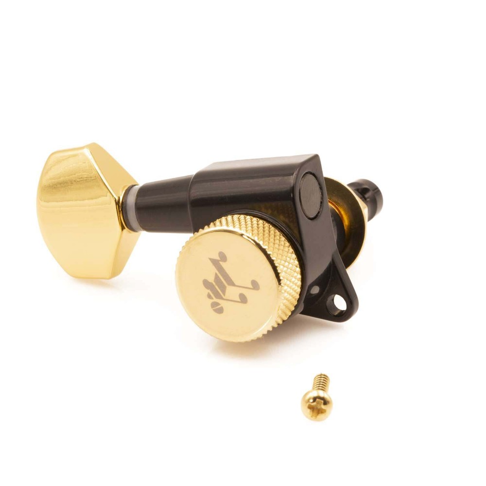 Tone Ninja 20:1 Locking Tuners, 7 String Inline Treble/Lefty, Black and Gold