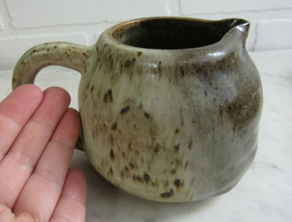 Vintage Studio Art Pottery Pitcher Signed Hand Thrown Stoneware