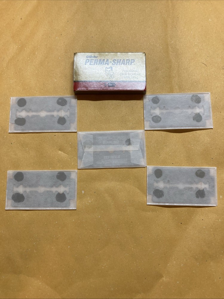 5  Double Edge Razor Blades, Gillette Perma-Sharp