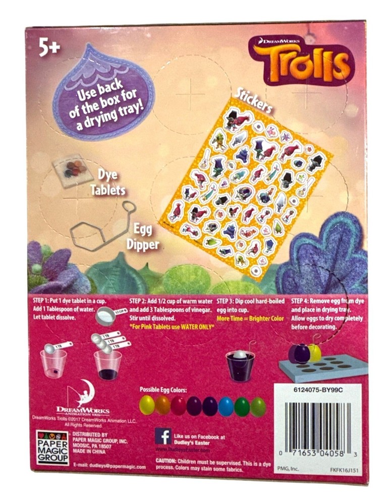 DREAM-WORKS Trolls Easter Egg Decorating Kit With Coloring Tablets + Stickers +