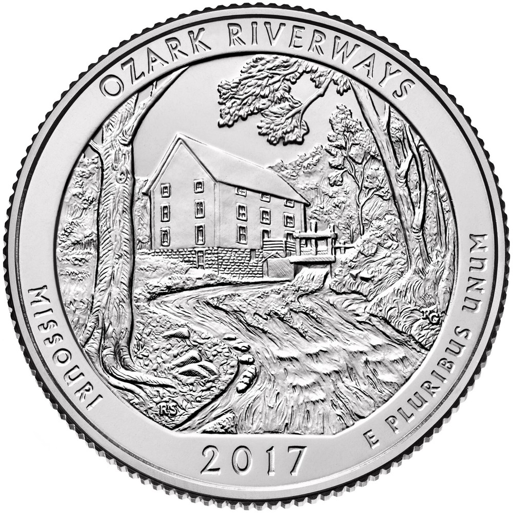 2017 P Ozark Riverways ATB NP Quarter.  Uncirculated From US Mint roll.
